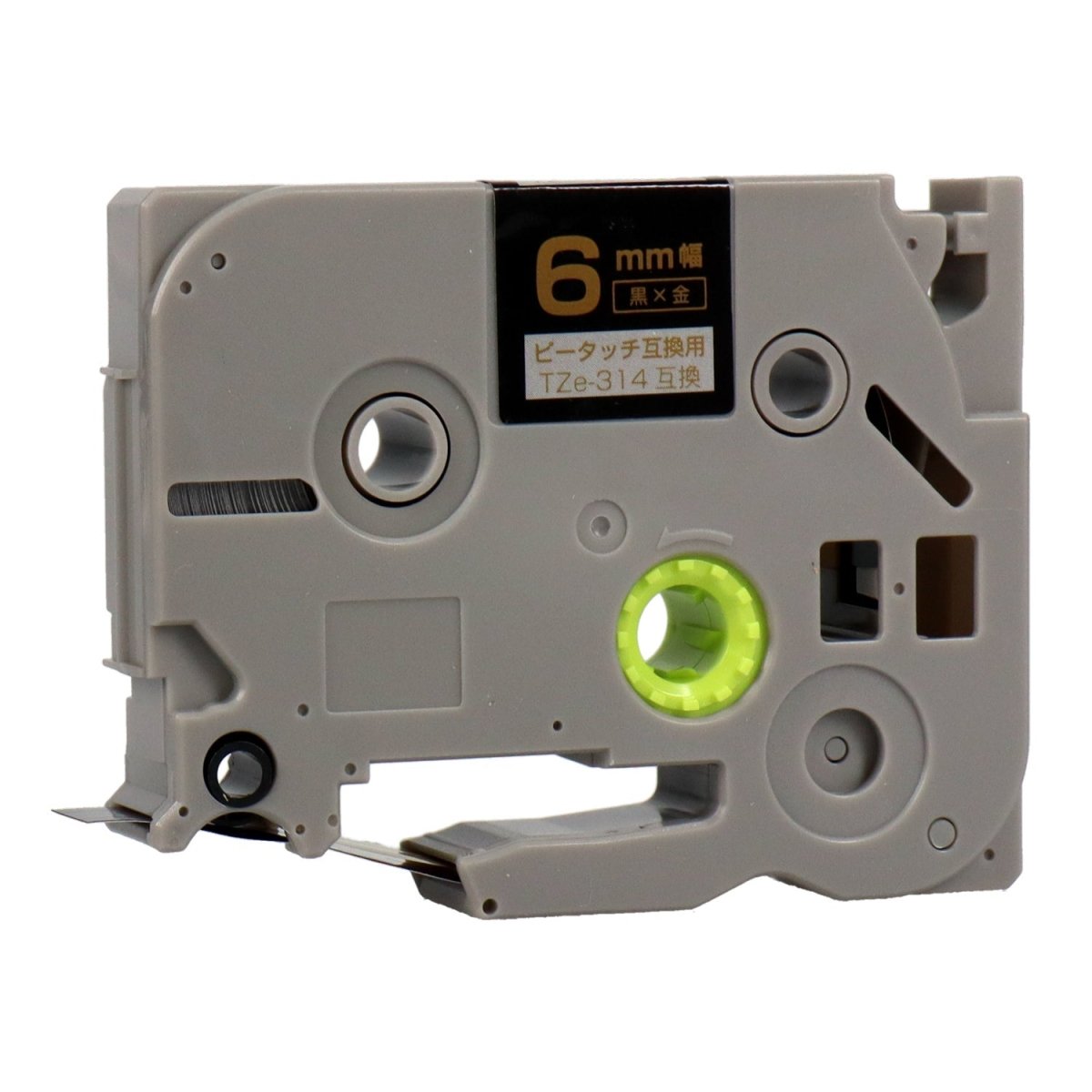 ブラザー ピータッチ用互換テープカートリッジ 黒×金文字 6mm