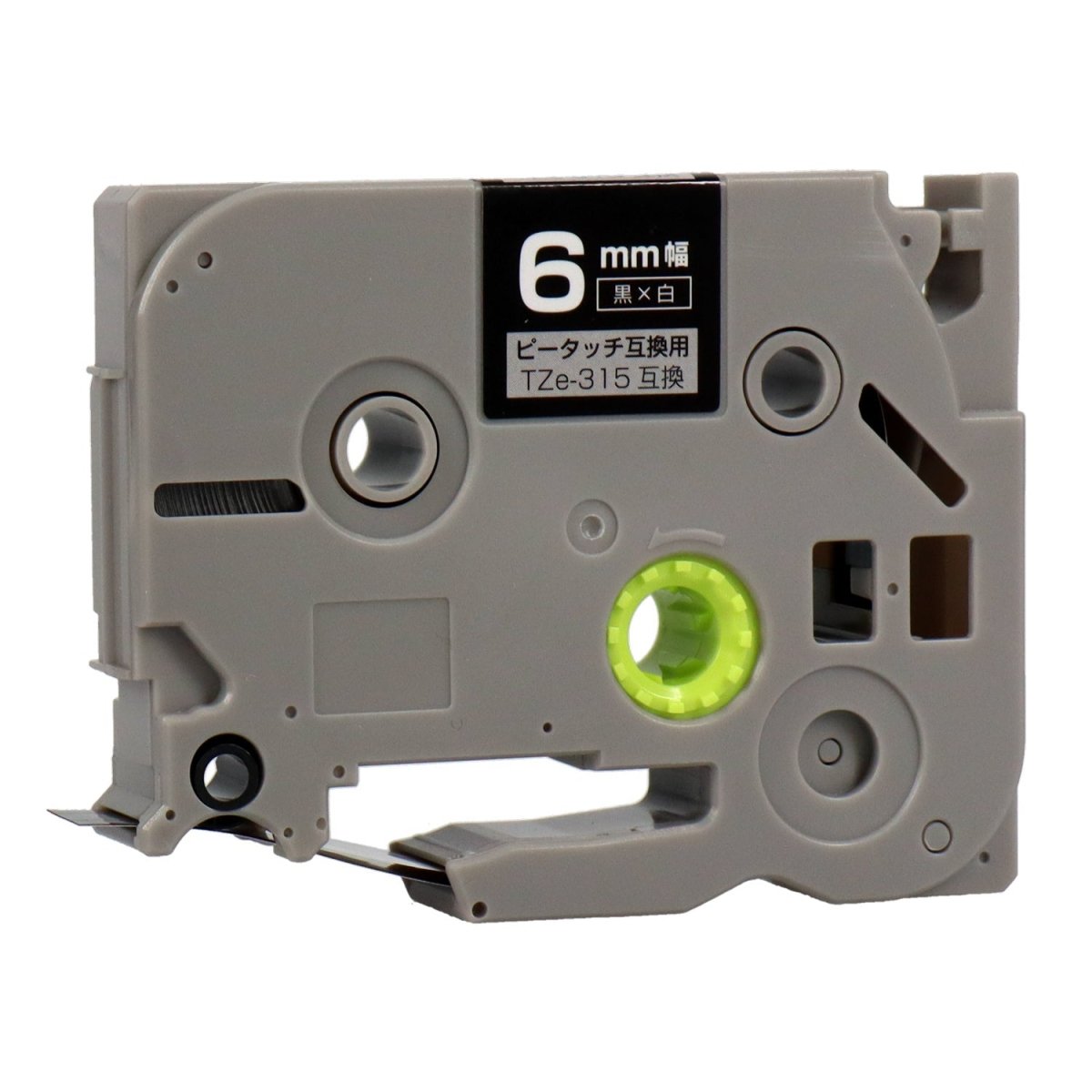 ブラザー ピータッチ用互換テープカートリッジ 黒×白文字 6mm