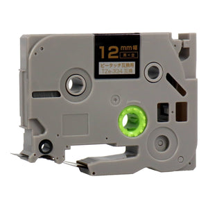 ブラザー用 TZe-334 ピータッチ用互換テープカートリッジ 黒×金文字 12mm