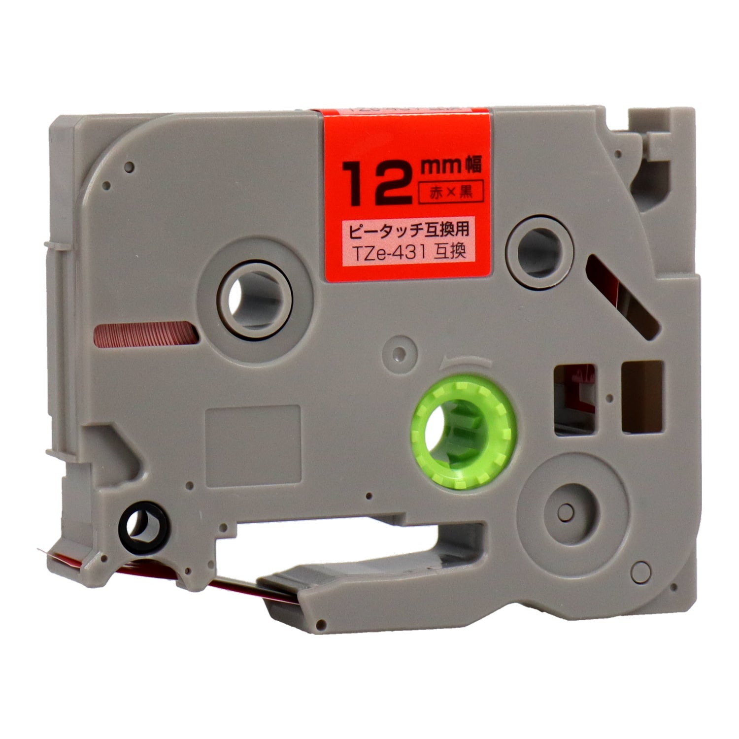 ブラザー用 TZe-431 ピータッチ用互換テープカートリッジ 赤×黒文字 12mm