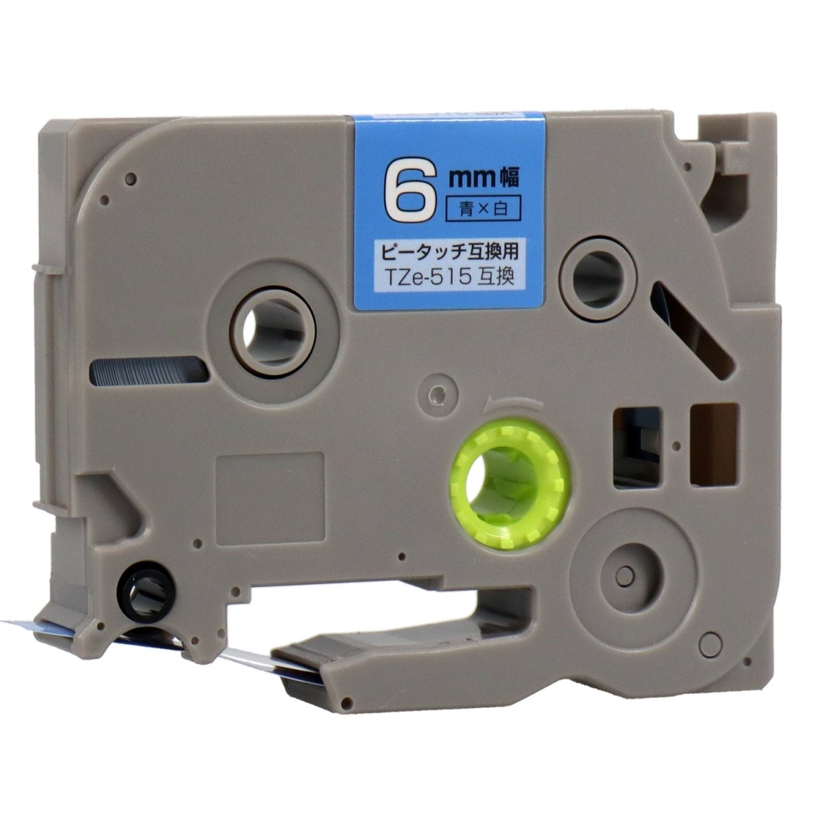 ブラザー ピータッチ用互換テープカートリッジ 青×白文字 6mm