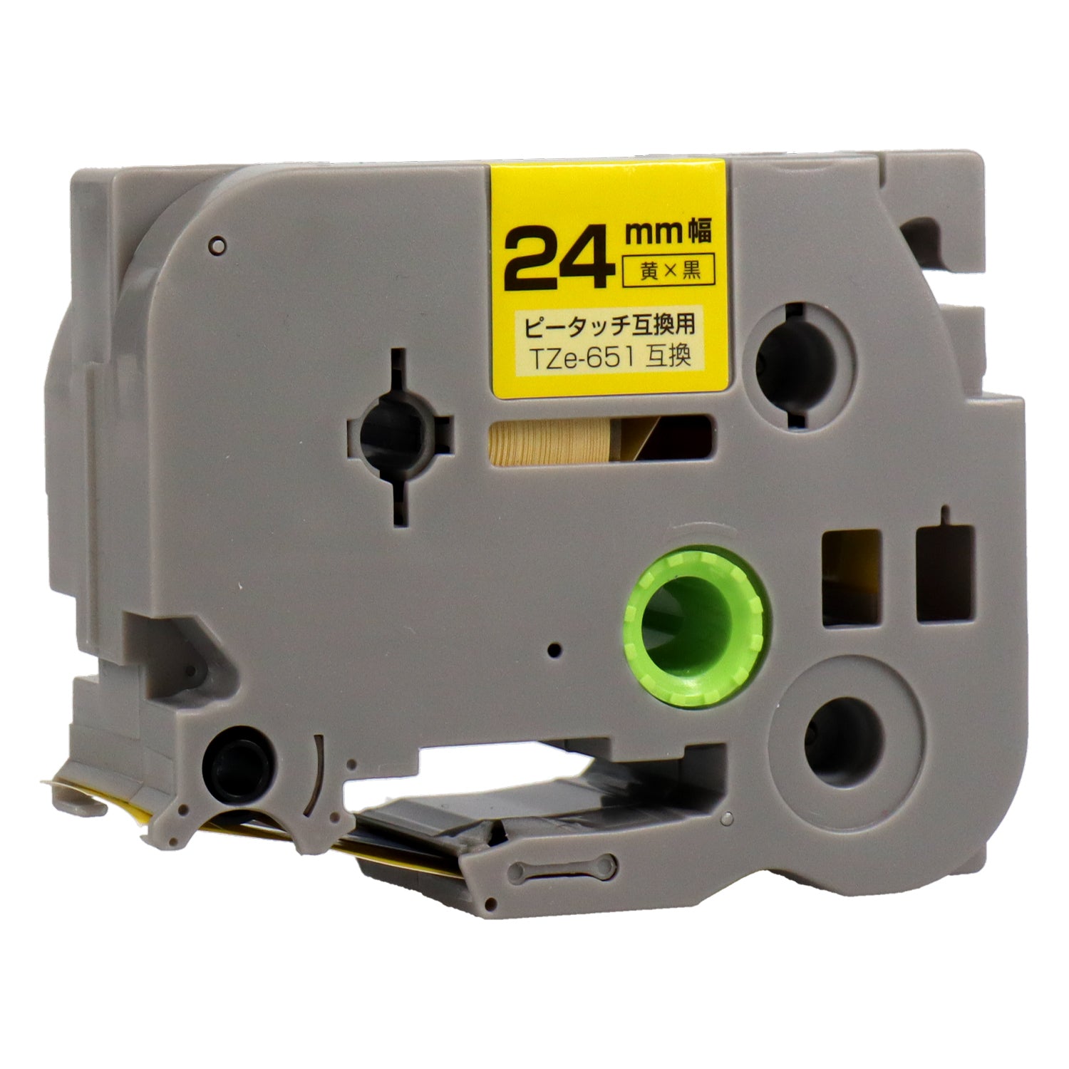 ブラザー用 TZe-651 ピータッチ用互換テープカートリッジ 黄×黒文字 24mm