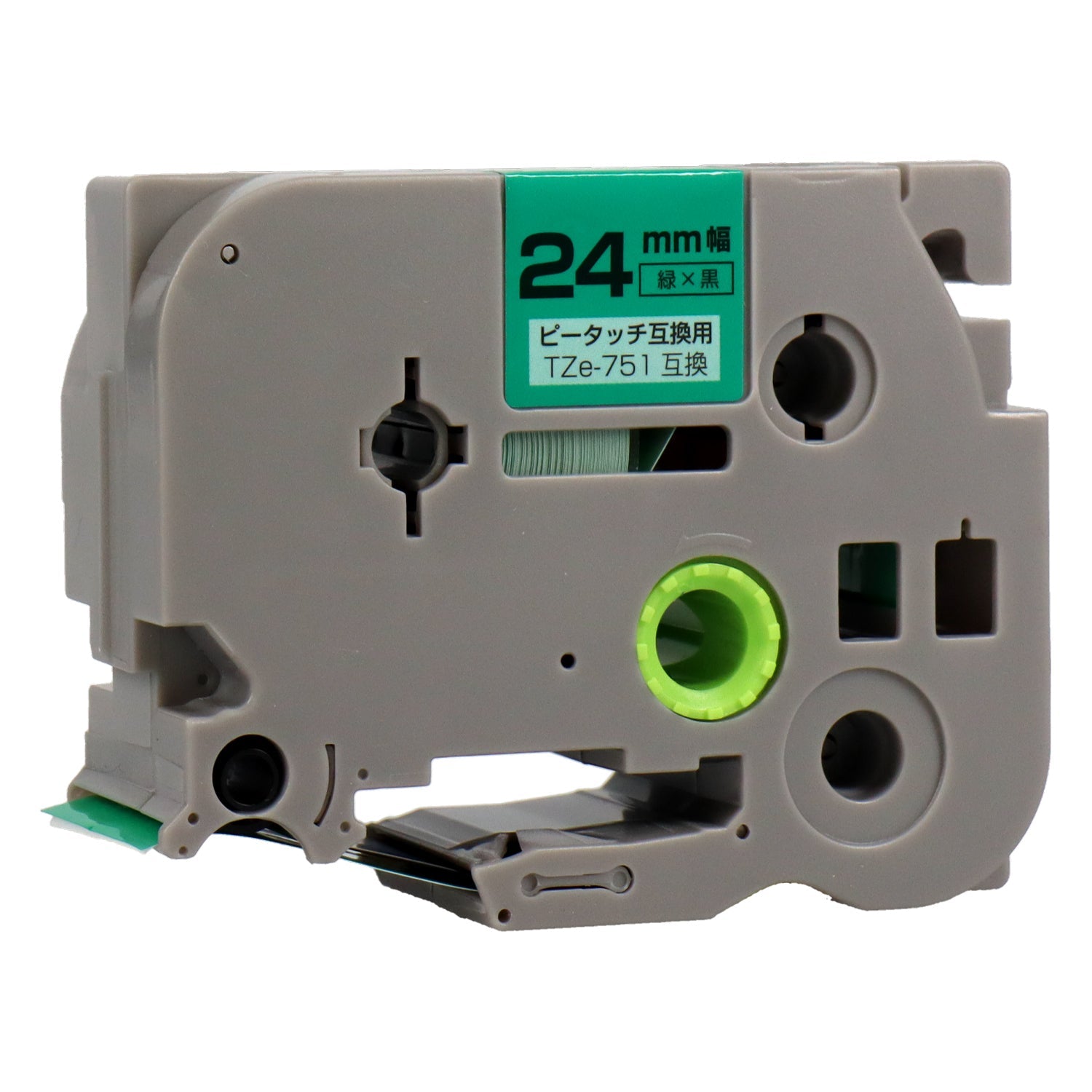 ブラザー用 TZe-751 ピータッチ用互換テープカートリッジ 緑×黒文字 24mm
