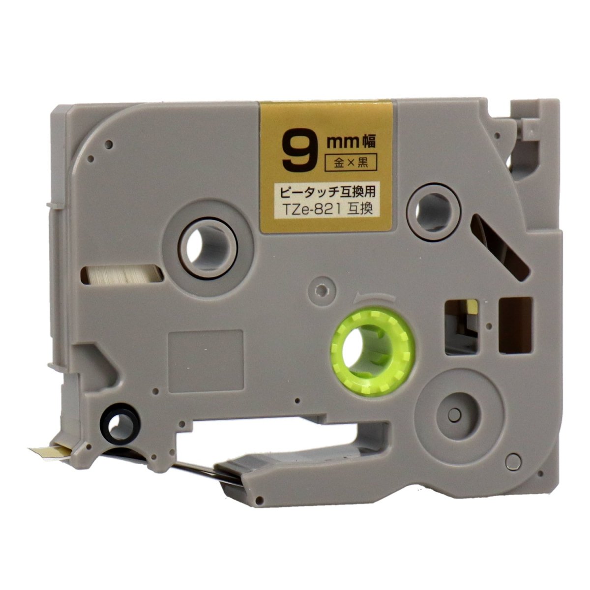 ブラザー ピータッチ用互換テープカートリッジ 金×黒文字 9mm