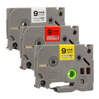 ブラザー用 ピータッチ用互換テープカートリッジ 9mm幅から好きな色を3個選べるセット