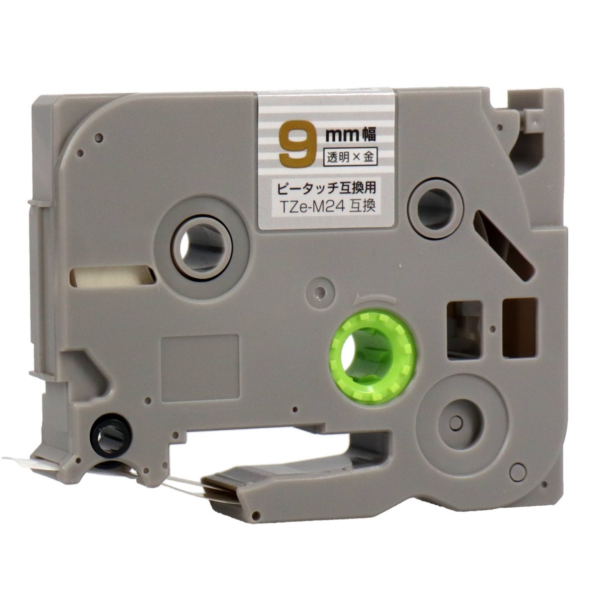 ブラザー ピータッチ用互換テープカートリッジ 透明×金文字 9mm