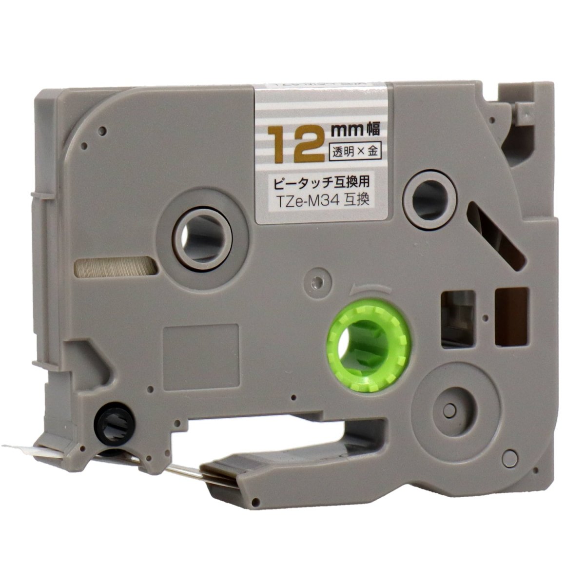ブラザー用 TZe-M34 ピータッチ用互換テープカートリッジ 透明×金文字