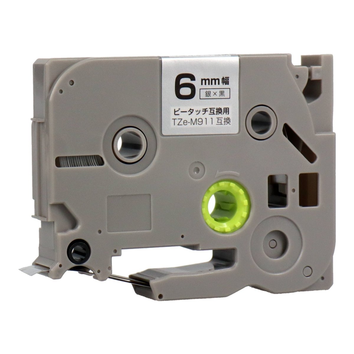 ブラザー ピータッチ用互換テープカートリッジ 銀×黒文字 6mm