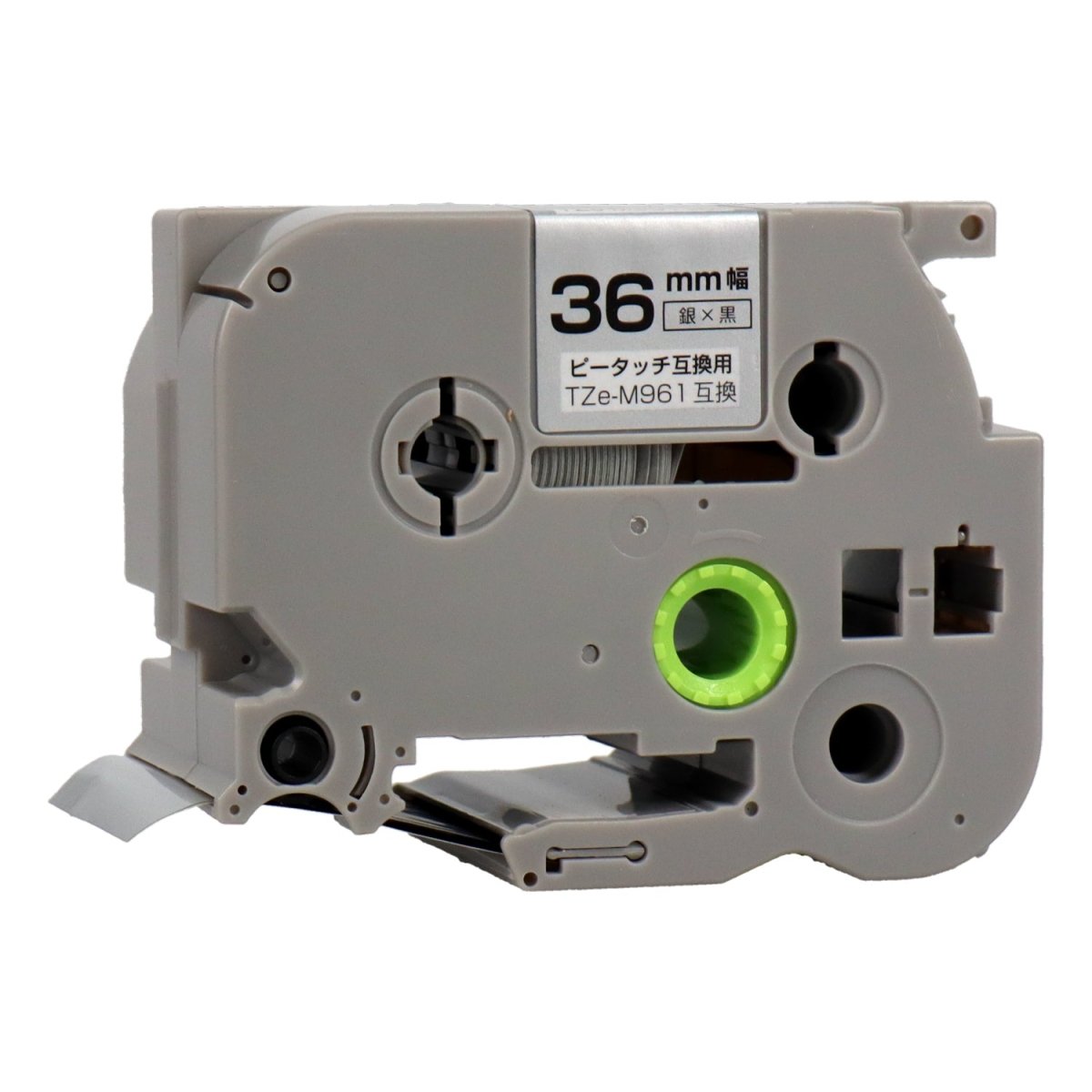 ブラザー ピータッチ用互換テープカートリッジ 銀×黒文字 36mm