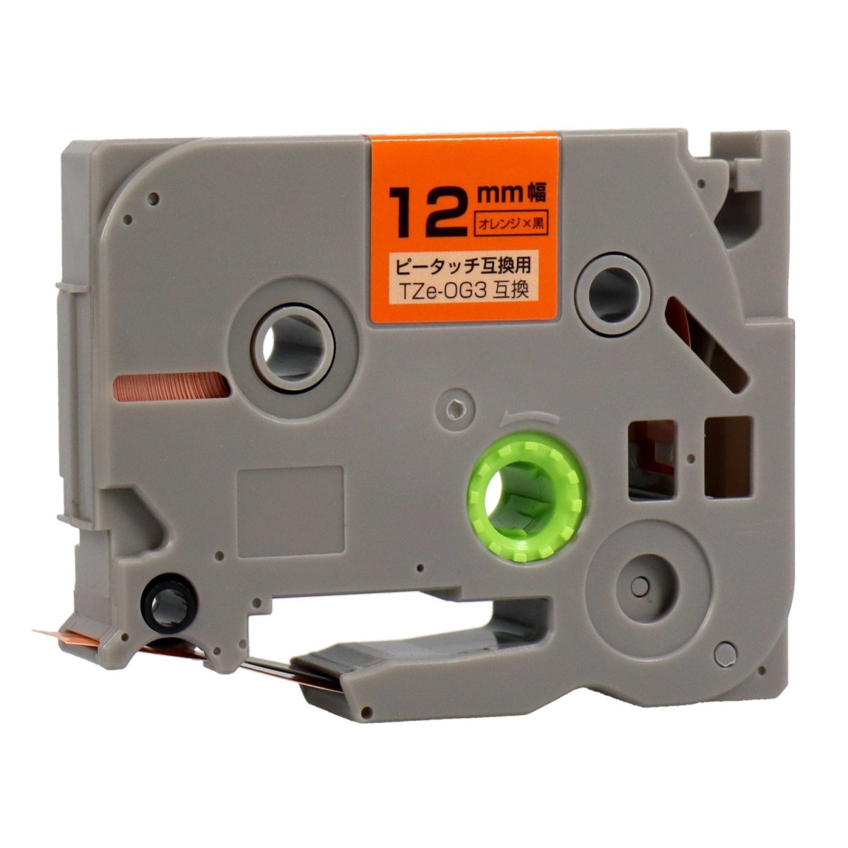 ブラザー ピータッチ用互換テープカートリッジ オレンジ×黒文字 12mm