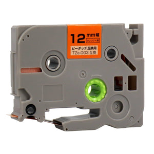 ブラザー用  ピータッチ用互換テープカートリッジ オレンジ×黒文字 12mm