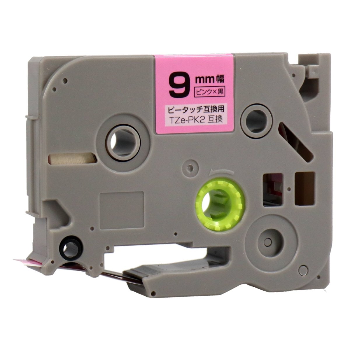 ブラザー ピータッチ用互換テープカートリッジ ピンク×黒文字 9mm