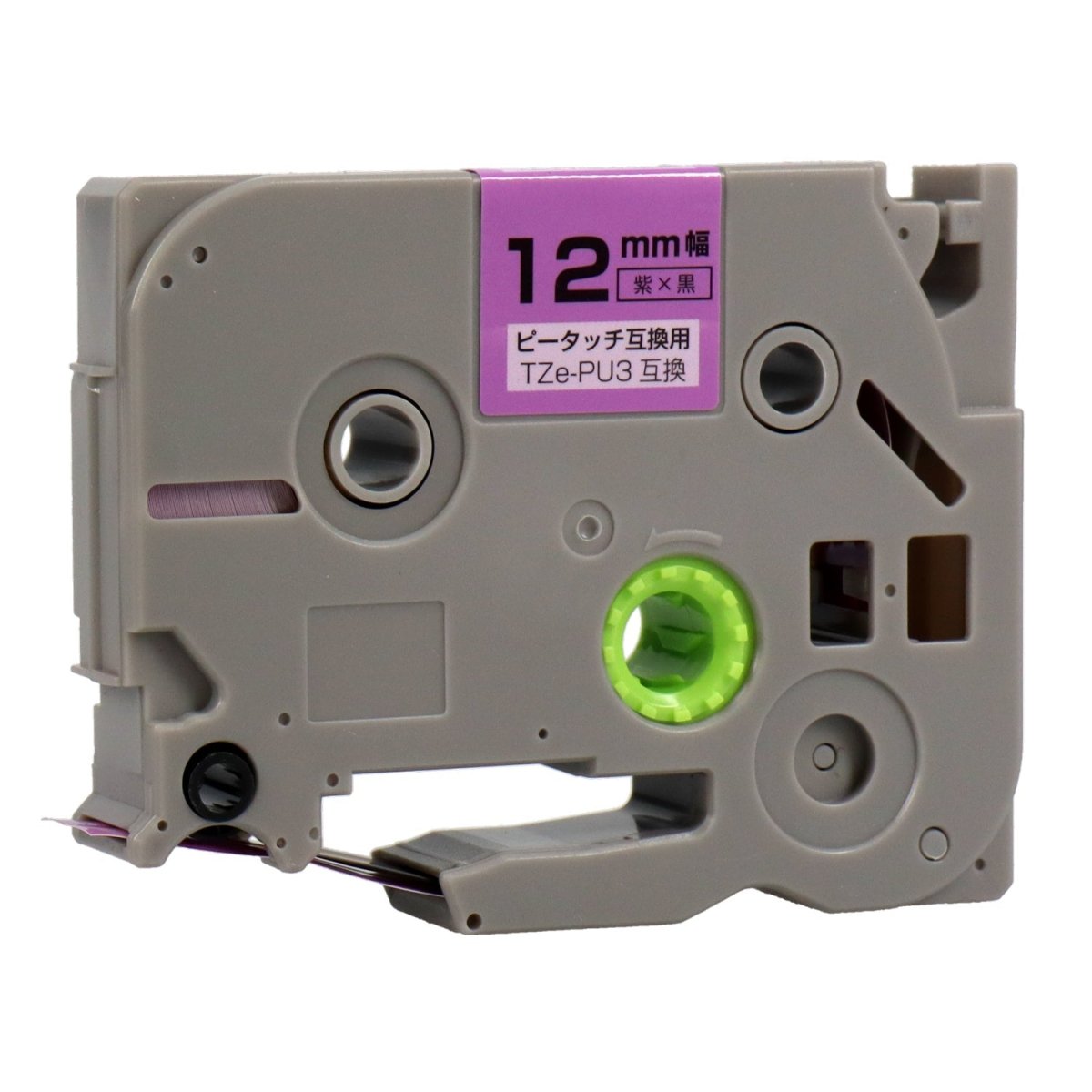ブラザー ピータッチ用互換テープカートリッジ 紫×黒文字 12mm