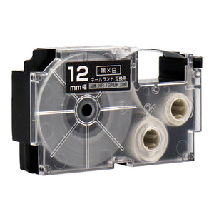 ネームランド用互換テープカートリッジ 黒×白文字 12mm