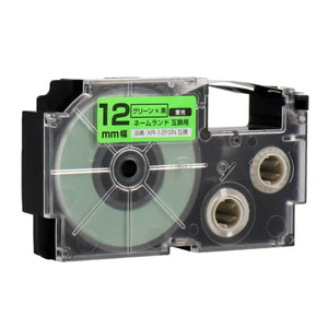 ネームランド用互換テープカートリッジ 蛍光グリーン×黒文字 12mm