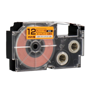 ネームランド用互換テープカートリッジ 蛍光オレンジ×黒文字 12mm