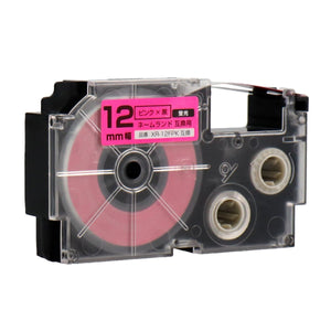 ネームランド用互換テープカートリッジ 蛍光ピンク×黒文字 12mm