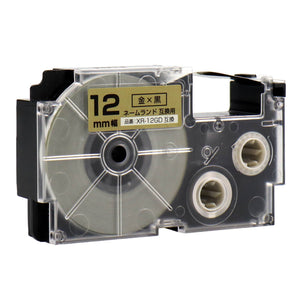 ネームランド用互換テープカートリッジ 金×黒文字 12mm