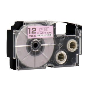 ネームランド用互換テープカートリッジ ベビーピンク×グレー文字 12mm