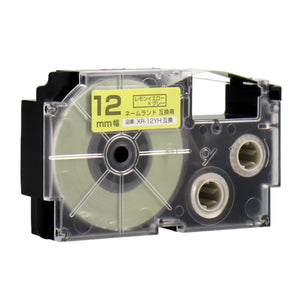 ネームランド用互換テープカートリッジ レモンイエロー×グレー文字 12mm