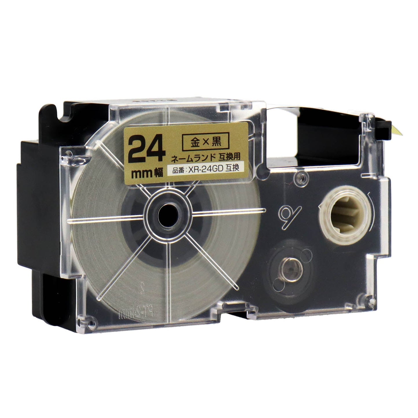 ネームランド用互換テープカートリッジ 金×黒文字 24mm