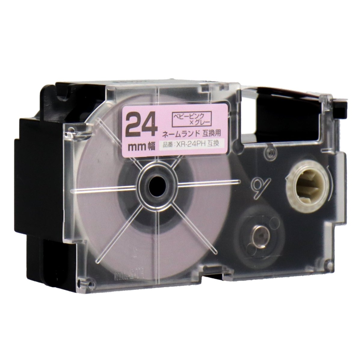 ネームランド用互換テープカートリッジ ベビーピンク×グレー文字 24mm