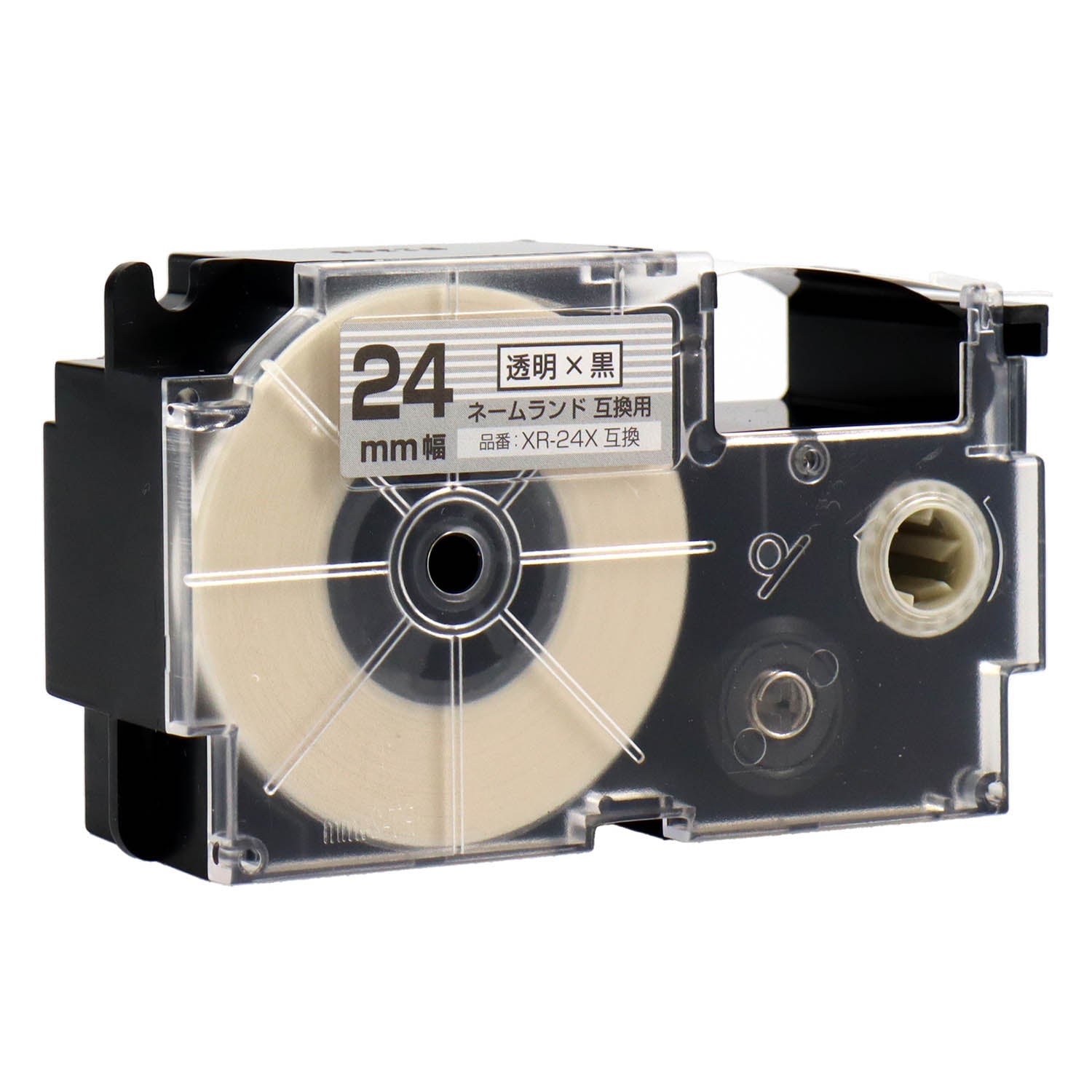 ネームランド用互換テープカートリッジ 透明×黒文字 24mm