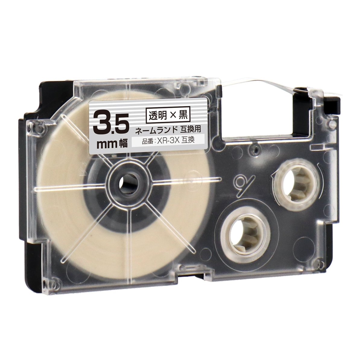 ネームランド用互換テープカートリッジ 透明×黒文字 3.5mm