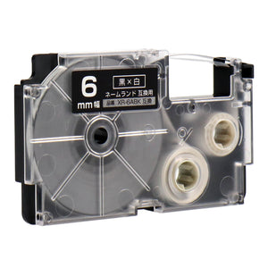 ネームランド用互換テープカートリッジ 黒×白文字 6mm