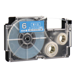 ネームランド用互換テープカートリッジ 青×白文字 6mm