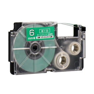 ネームランド用互換テープカートリッジ 緑×白文字 6mm