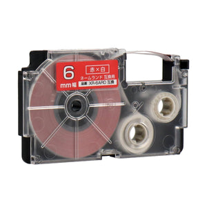 ネームランド用互換テープカートリッジ 赤×白文字 6mm