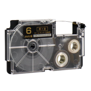 ネームランド用互換テープカートリッジ 黒×金文字 6mm