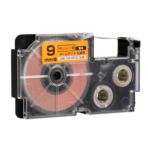 ネームランド用互換テープカートリッジ 蛍光オレンジ×黒文字 9mm