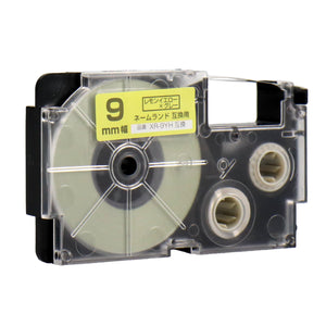 ネームランド用互換テープカートリッジ レモンイエロー×グレー文字 9mm