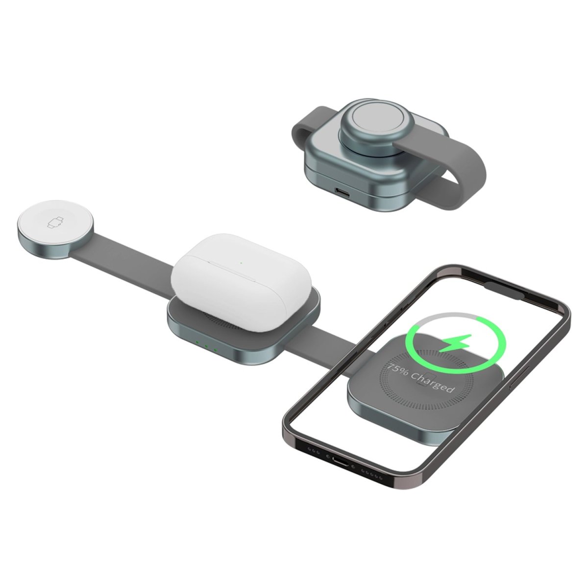 ☆3in1 折り畳み式ワイヤレス充電ステーション ワイヤレス充電器 3in1 ワイヤレス 充電器 最大15w 折り畳み式