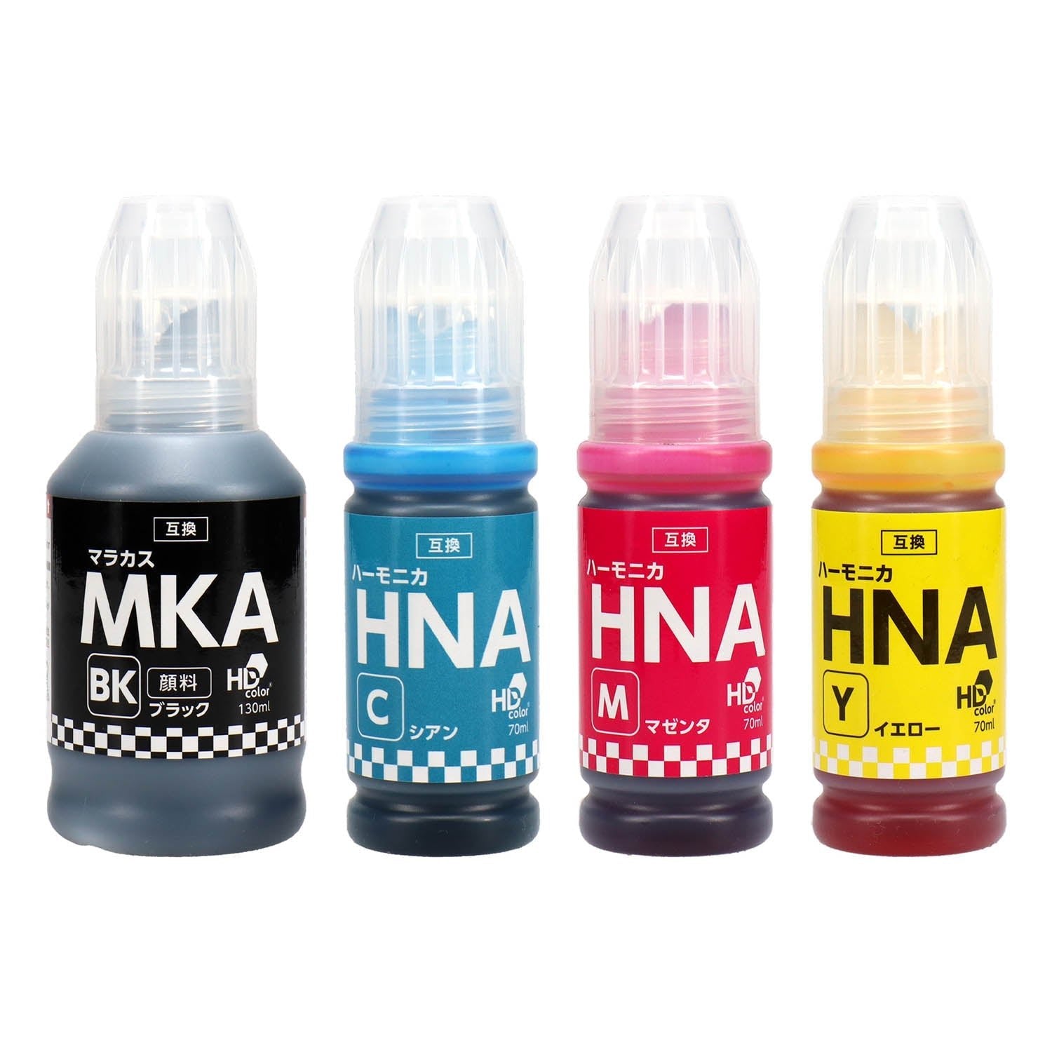 エプソン用 MKA-HNA (マラカス・ハーモニカ) 互換インクボトル 黒＋カラー3色