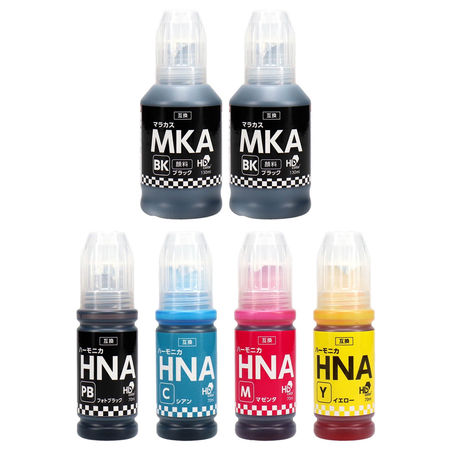 エプソン用 MKA-HNA (マラカス・ハーモニカ) 互換インクボトル 5色セット