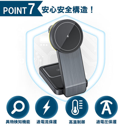 3in1 二つ折り型ワイヤレス充電器