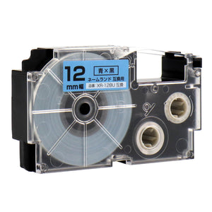 ネームランド用互換テープカートリッジ 青×黒文字 12mm