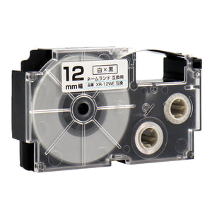 ネームランド用互換テープカートリッジ 白×黒文字 12mm