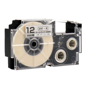 ネームランド用互換テープカートリッジ 透明×黒文字 12mm