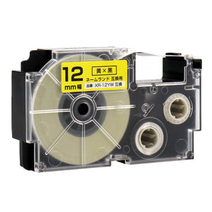 ネームランド用互換テープカートリッジ 黄×黒文字 12mm